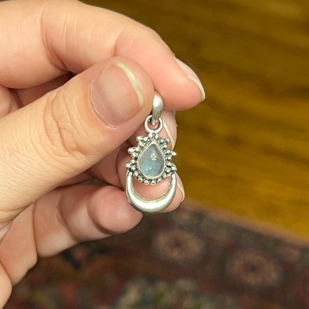 Aquamarine Crescent Moon in Sterling Silver